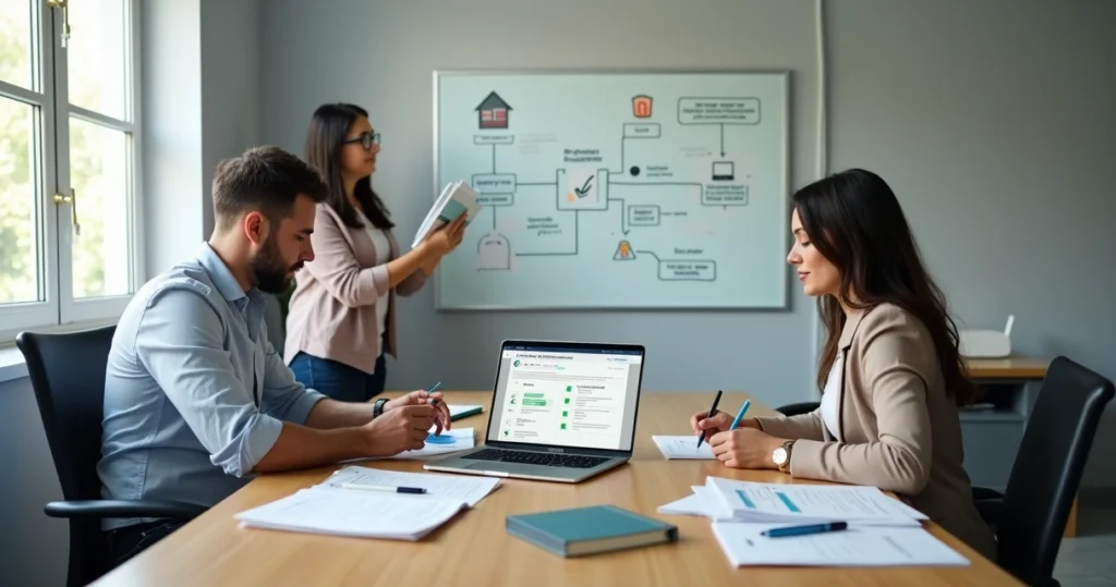 Empresário pequeno preenchendo checklist digital de compliance em TI
