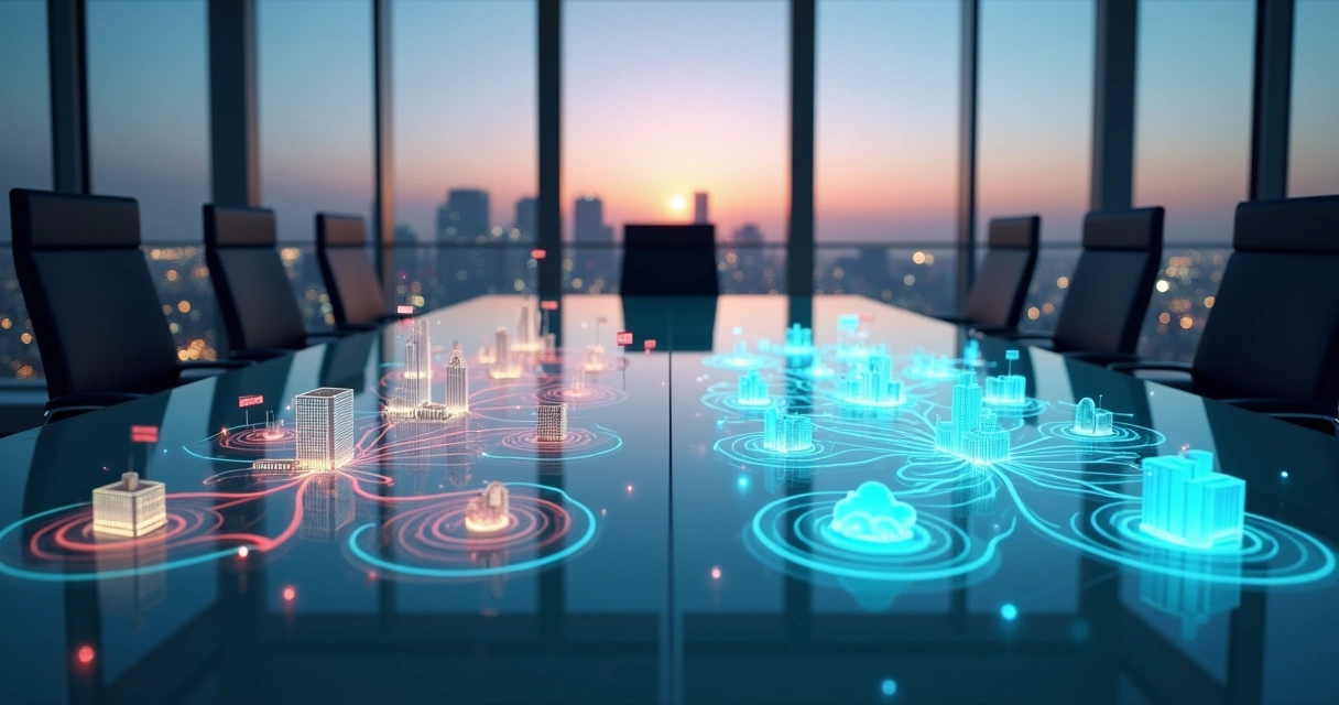 Comparação visual de infraestrutura empresarial com VPN e SD-WAN